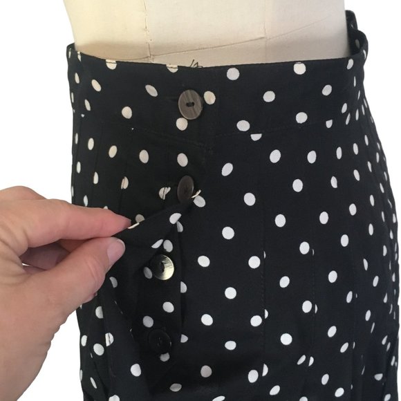 Gap Womens Juniors Black White Polka Dot Pleated Full Skirt, 13/14, 30‎ waist - Picture 3 of 8